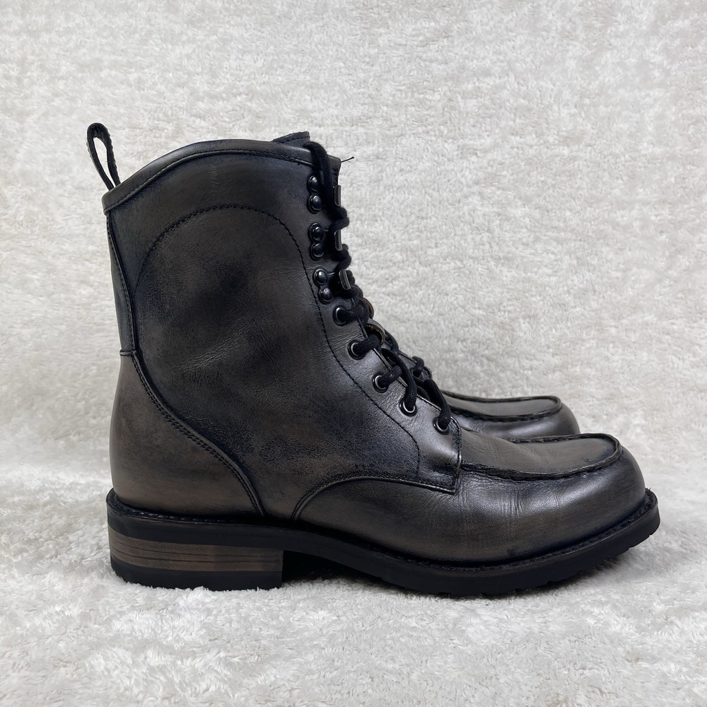 Freebird Idaho Boots Mens Sz 11 Gray Leather Combat Style Distressed Side Zip‎